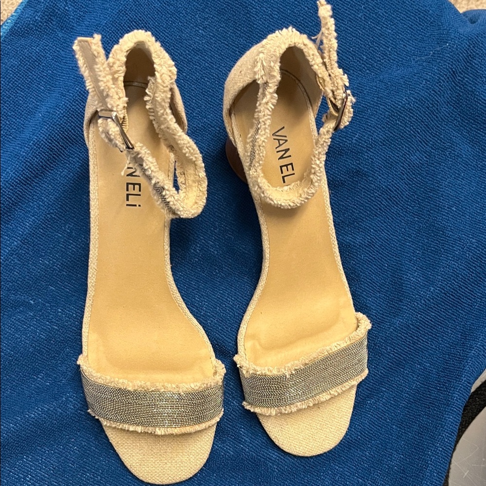 Vaneli Women's Beige and Silver Heels